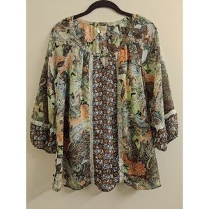 SOLD-Fig and Flower Peasant Blouse Floral Boho